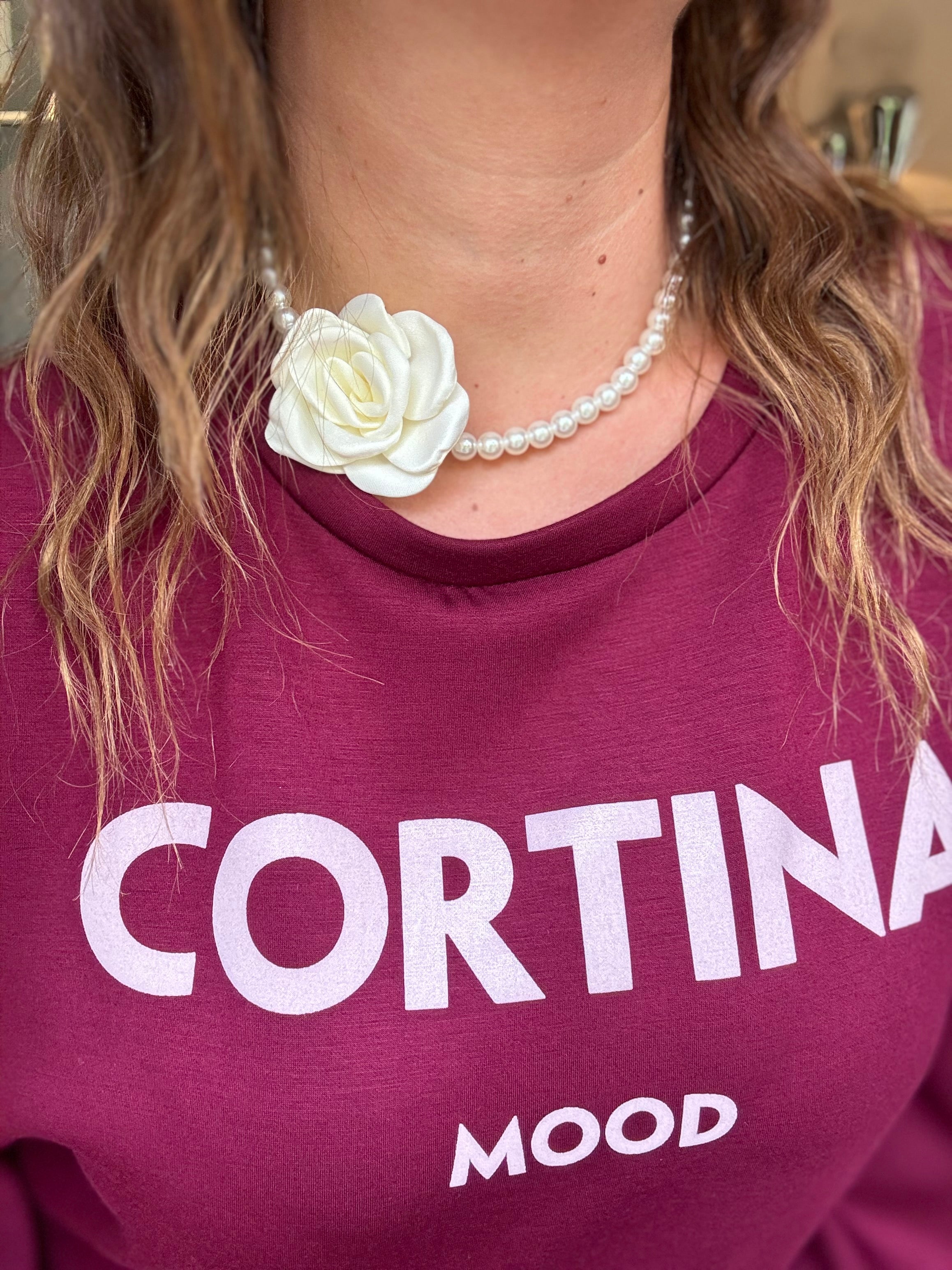 Collana perle e rosa