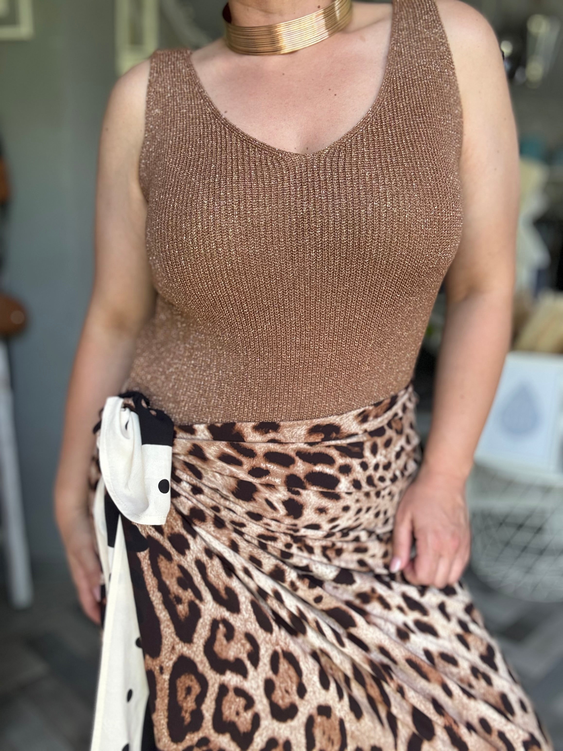 Top in filo di lurex bronzo