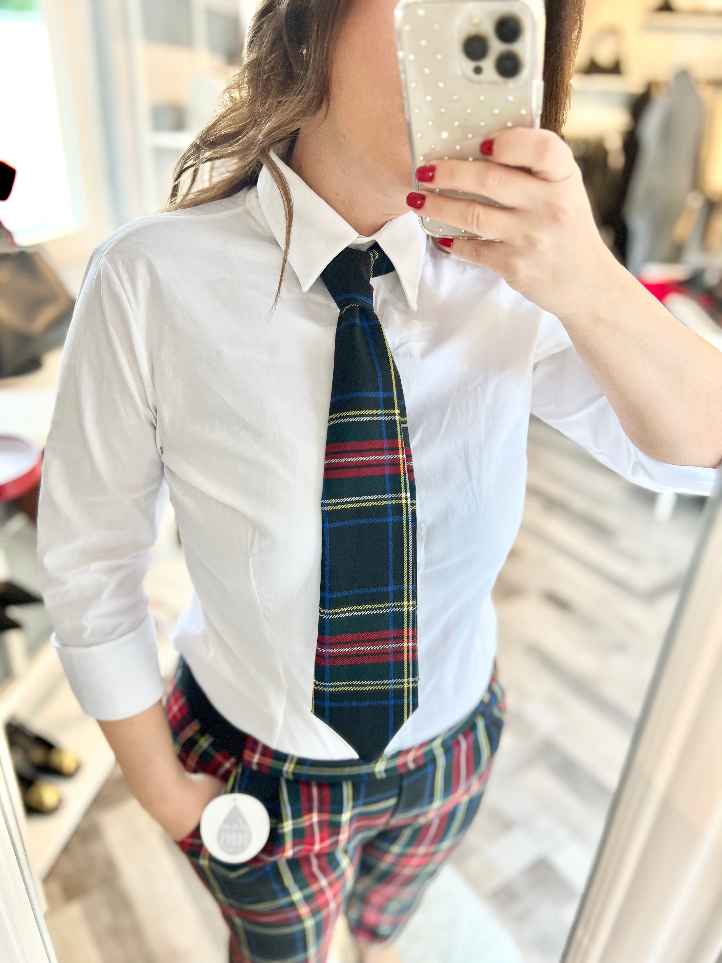 Camicia con cravatta tartan