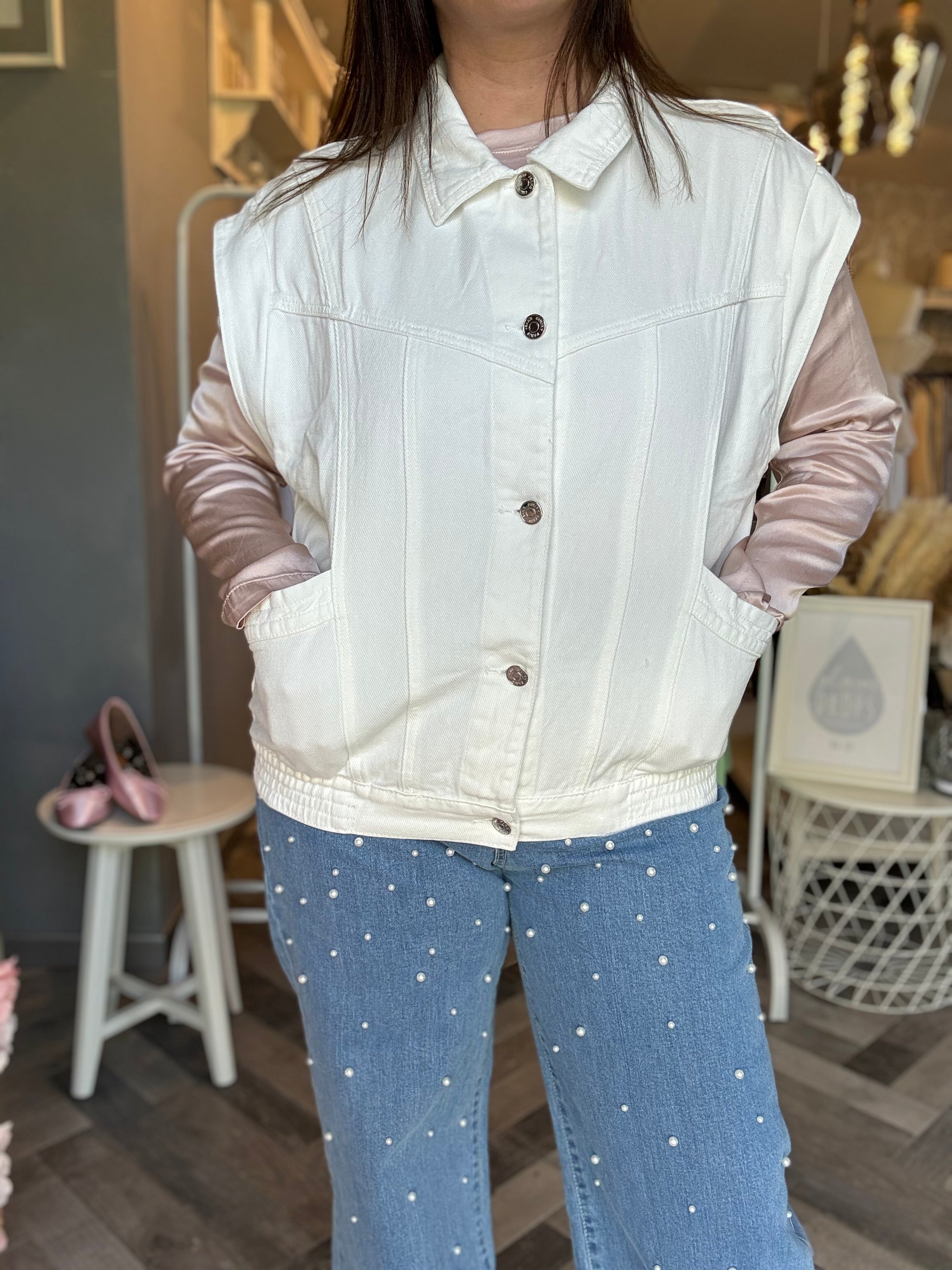 Gilet jeans bianco