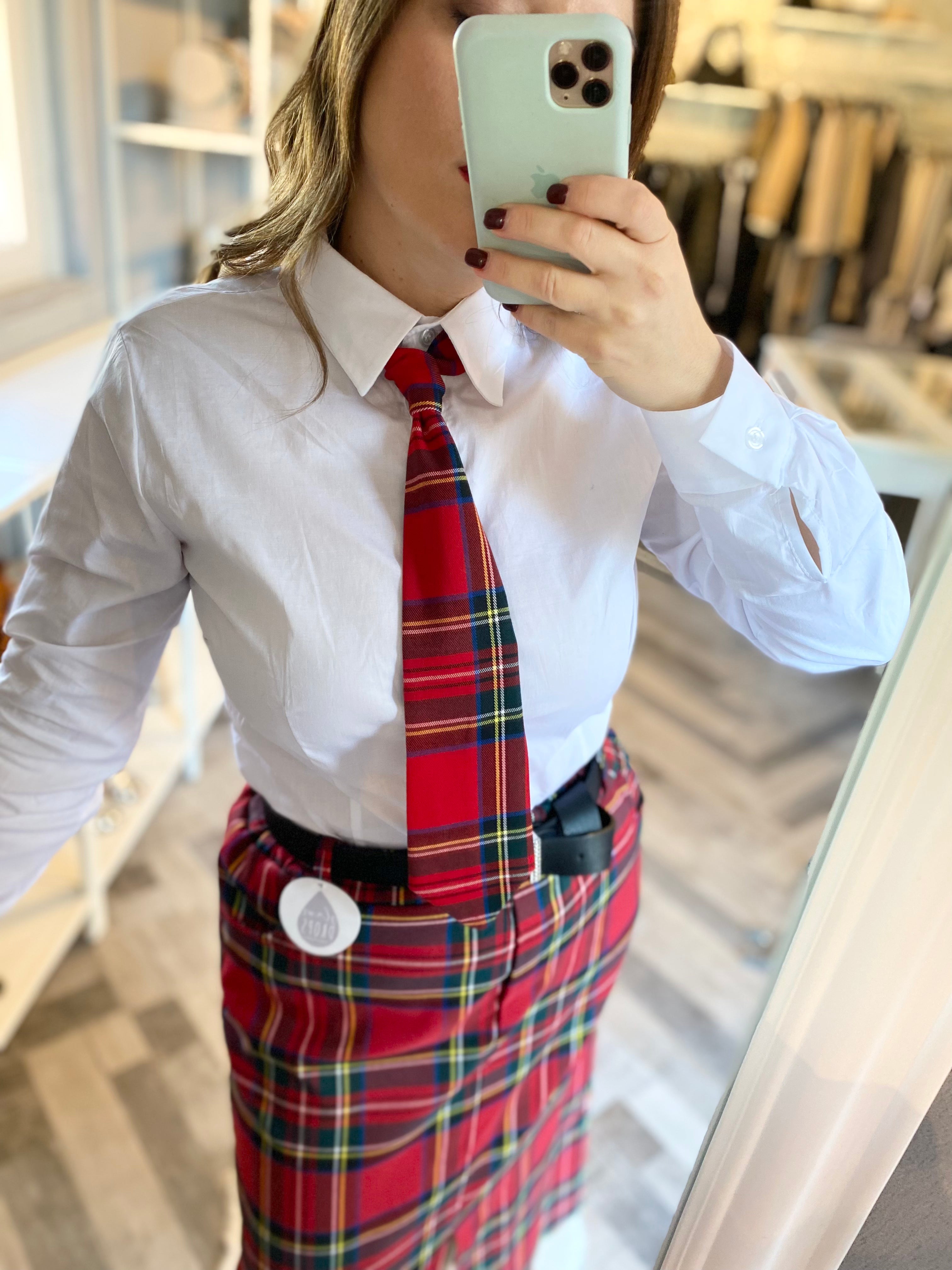 Camicia con cravatta tartan