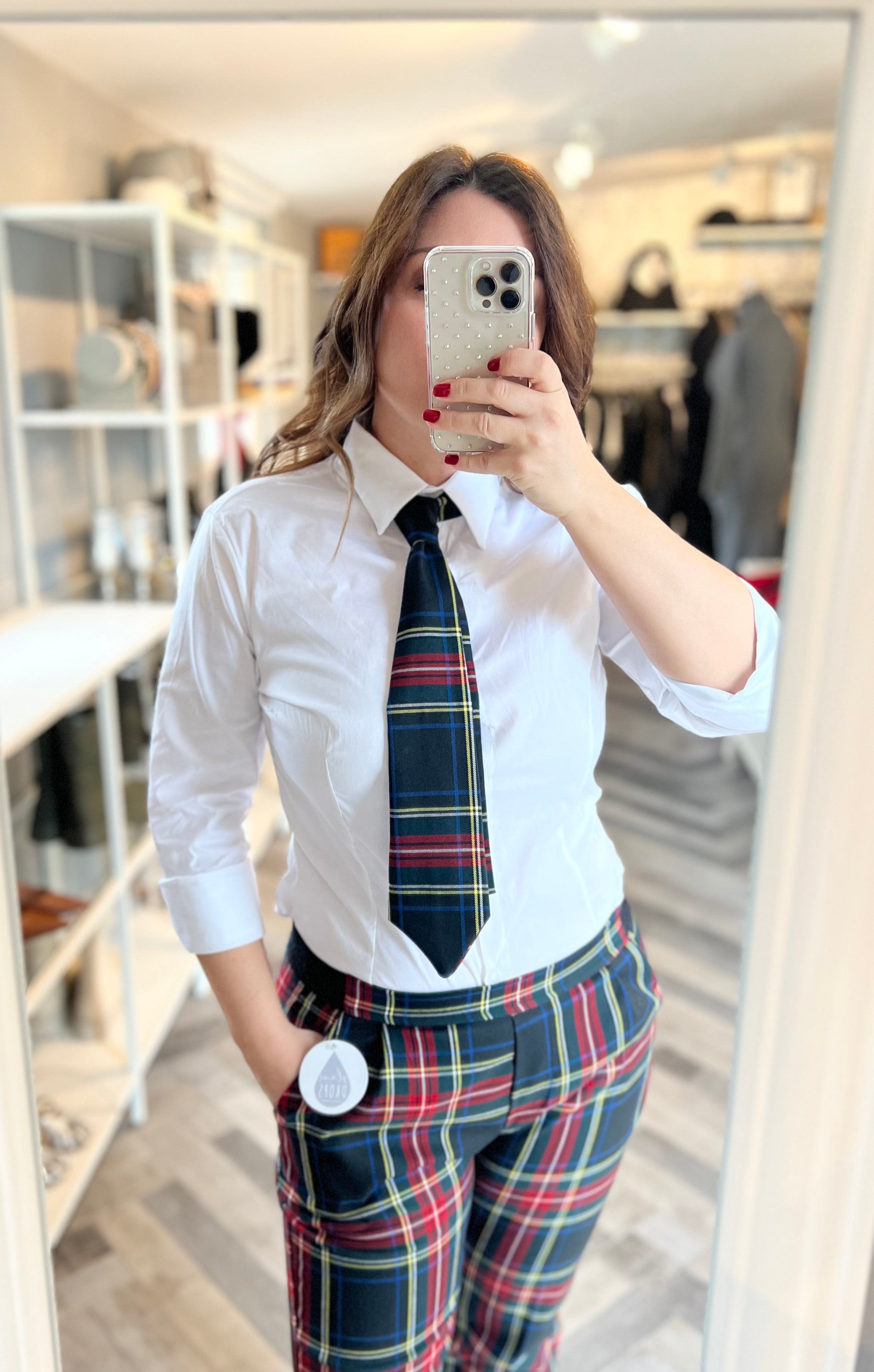 Camicia con cravatta tartan