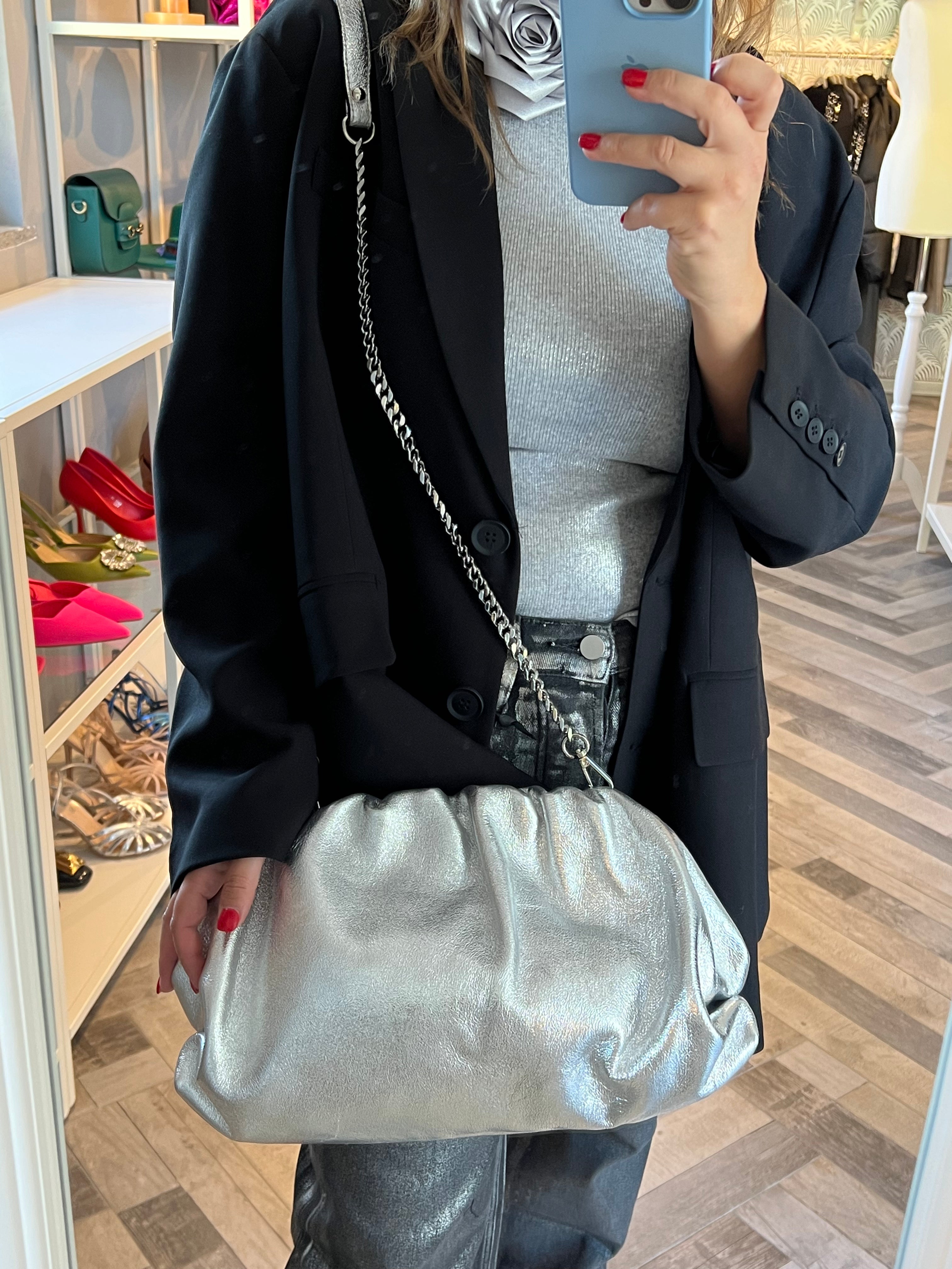 Borsa pouch in pelle maxi